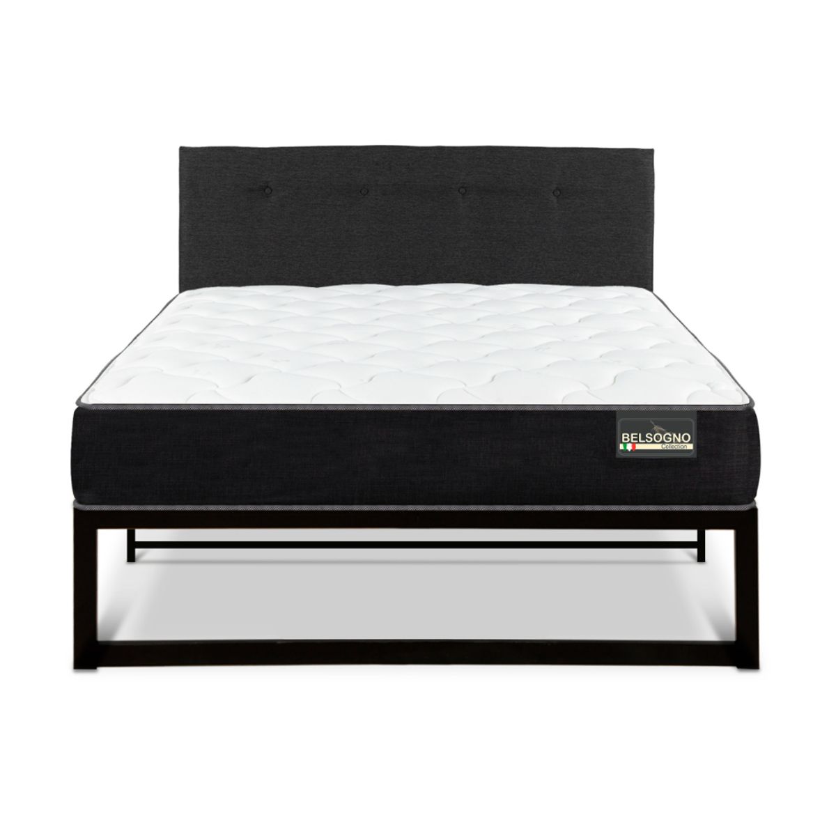 CIC - CAMA METALICA BELSOGNO PLUS 1.5 PLAZA + RESPALDO BLACK
