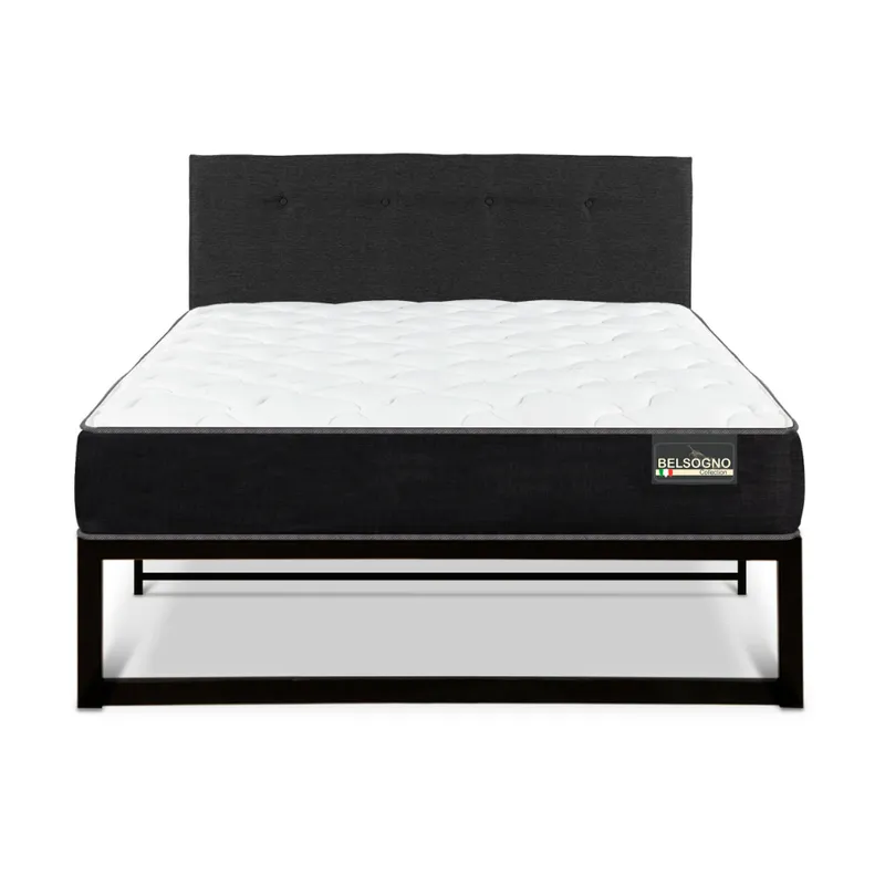 CIC - CAMA METALICA BELSOGNO PLUS 1.5 PLAZA + RESPALDO BLACK