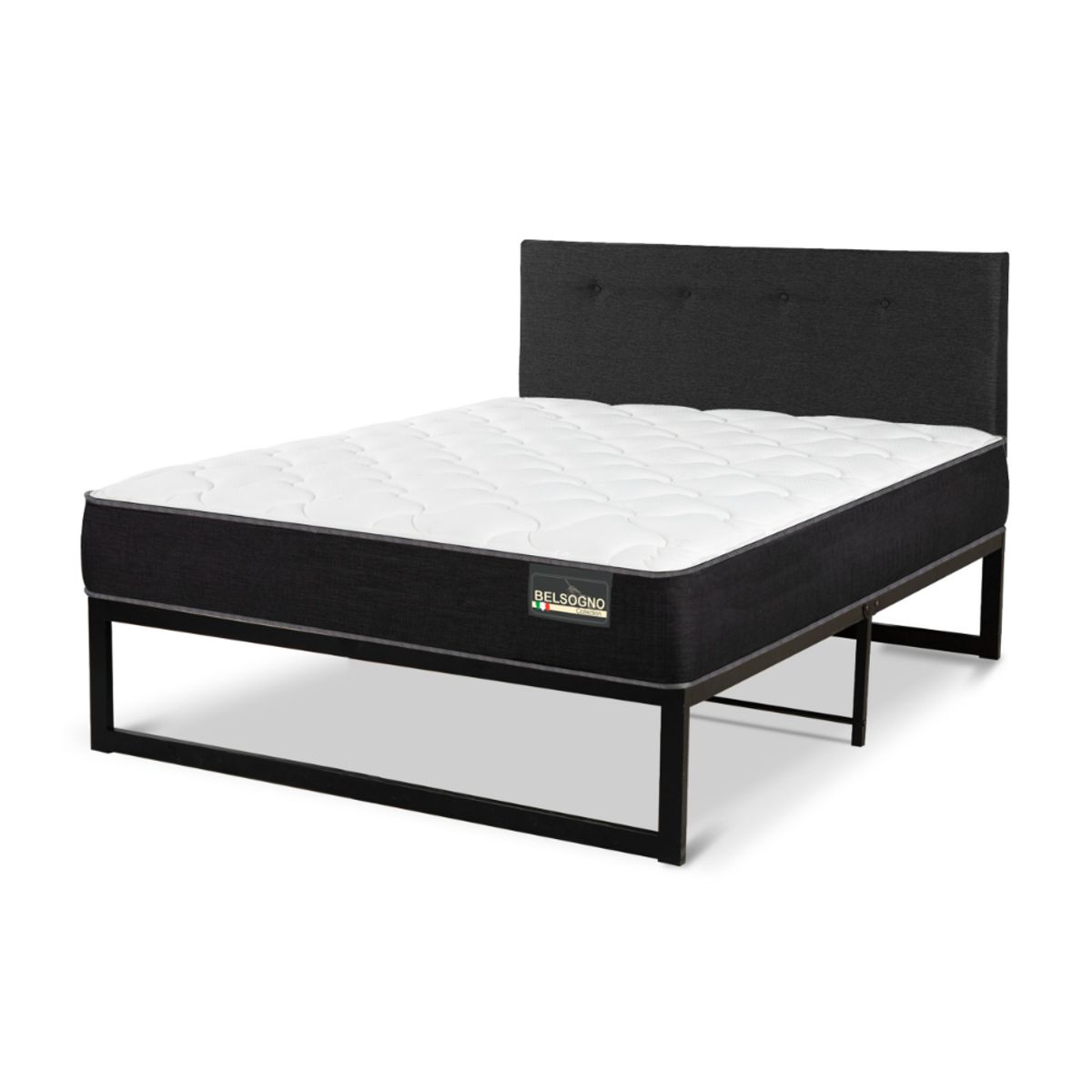 CIC - CAMA METALICA BELSOGNO PLUS 1.5 PLAZA + RESPALDO BLACK