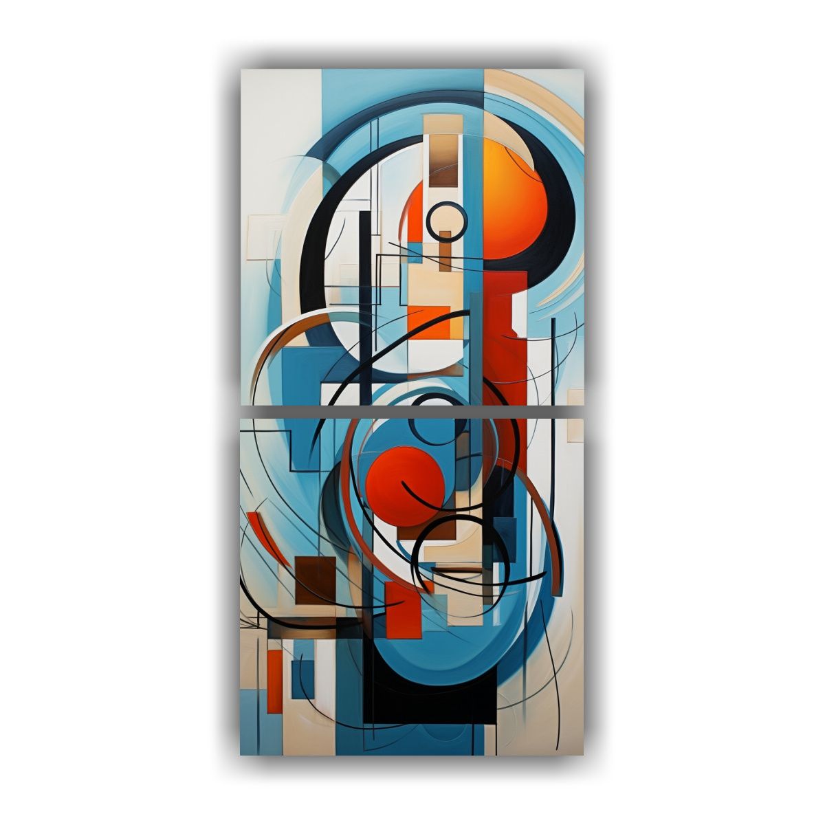 GENERICO - Cuadro Abstracto Surrealista De Dos Telas En 20x40 Cm