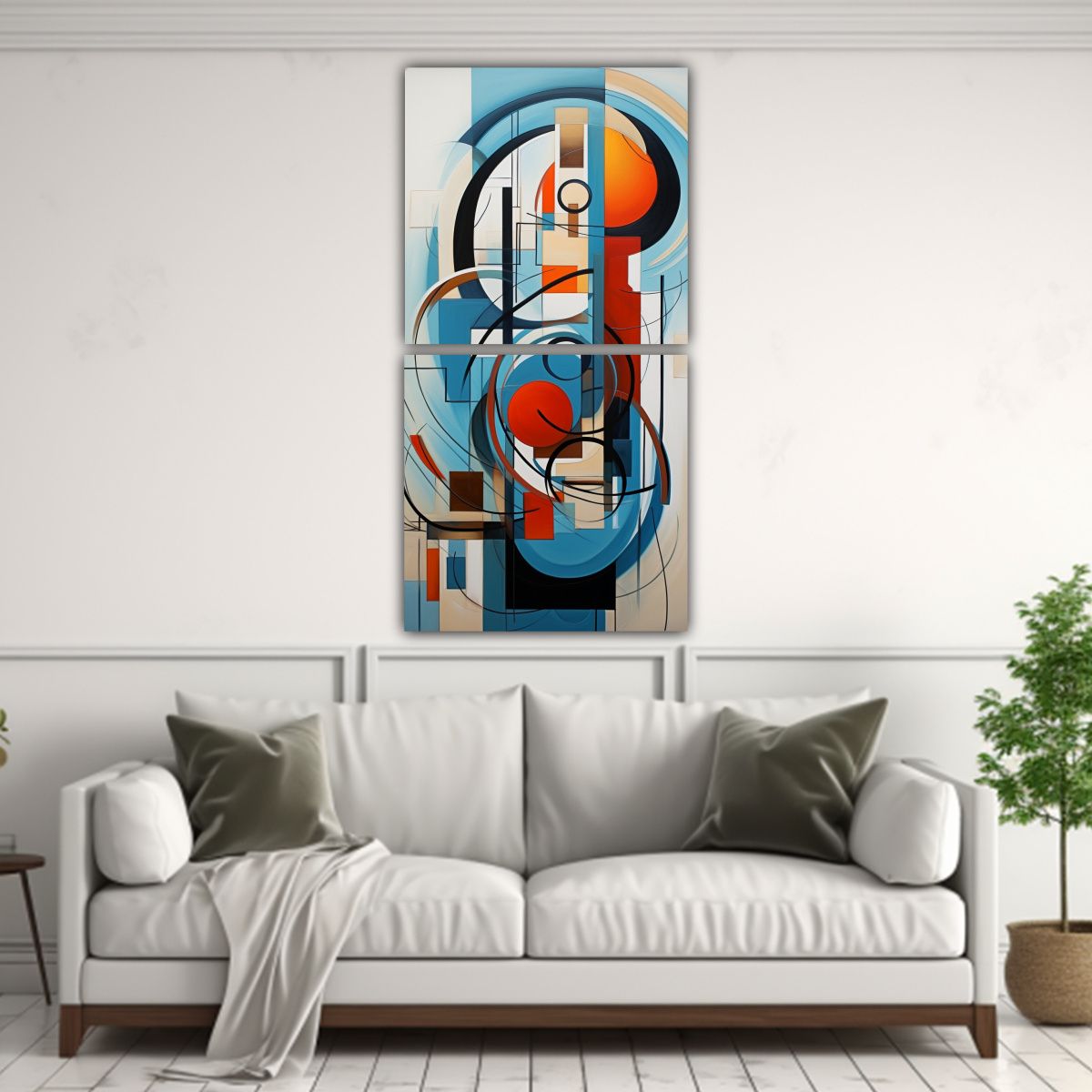 GENERICO - Cuadro Abstracto Surrealista De Dos Telas En 20x40 Cm