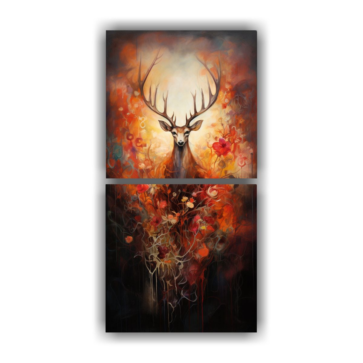 GENERICO - Cuadro Abstracto Telas En Bastidor Set De 2 30x60 Cm