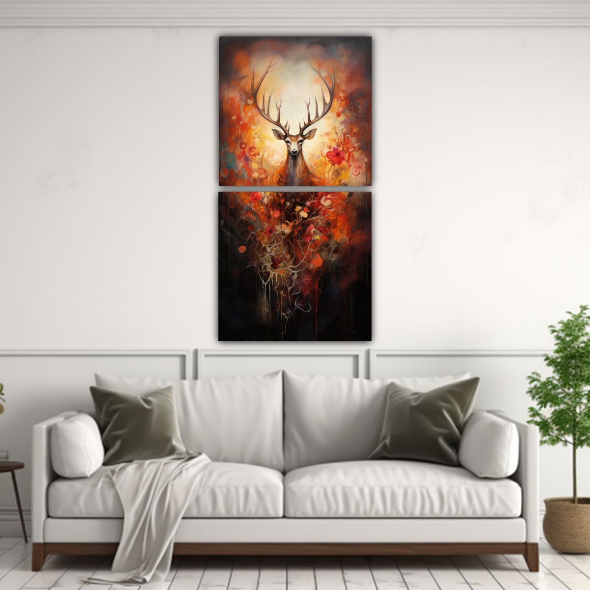 GENERICO - Cuadro Abstracto Telas En Bastidor Set De 2 30x60 Cm