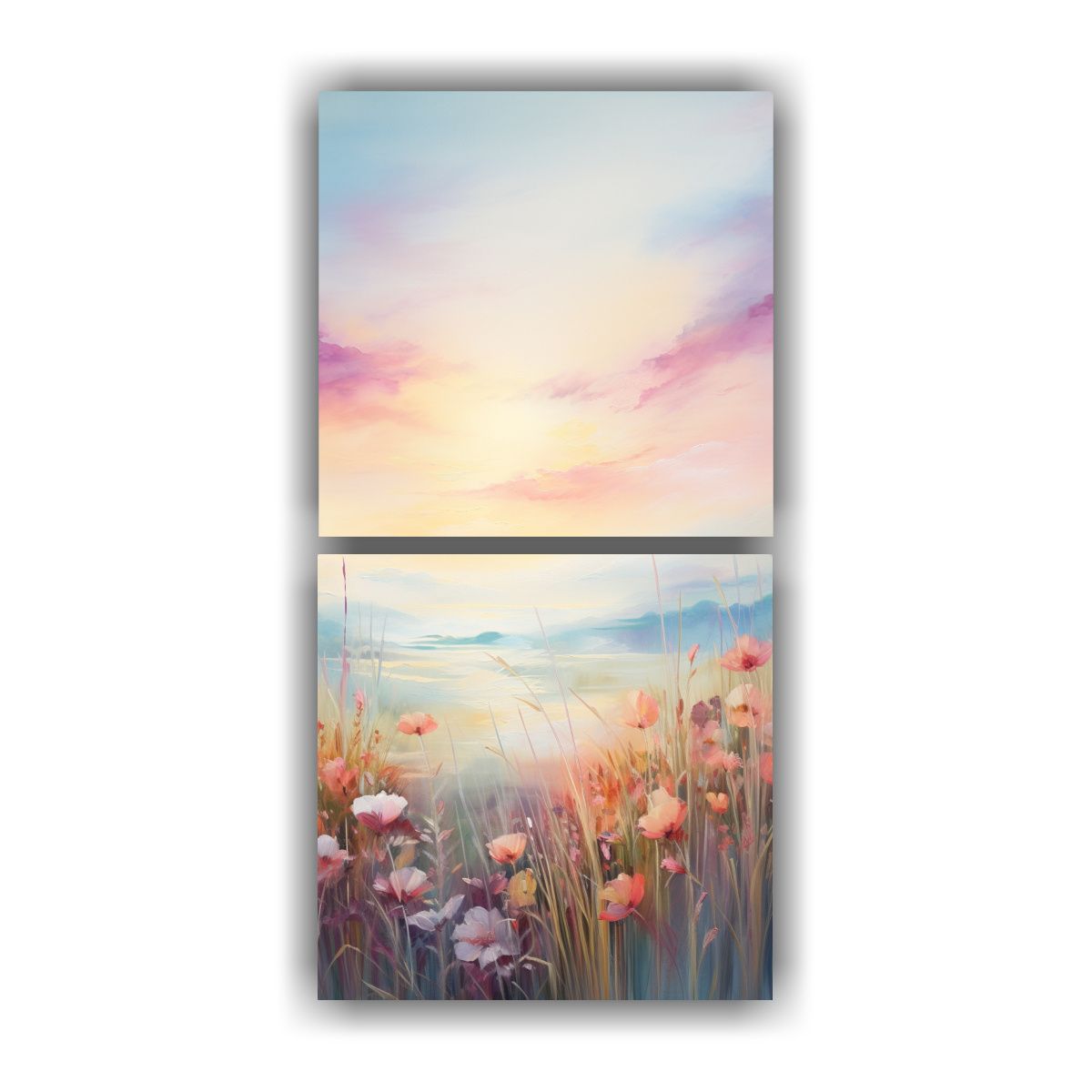 GENERICO - Paisaje Sereno Al Atardecer En Pradería Pinturas 20x40 Cm