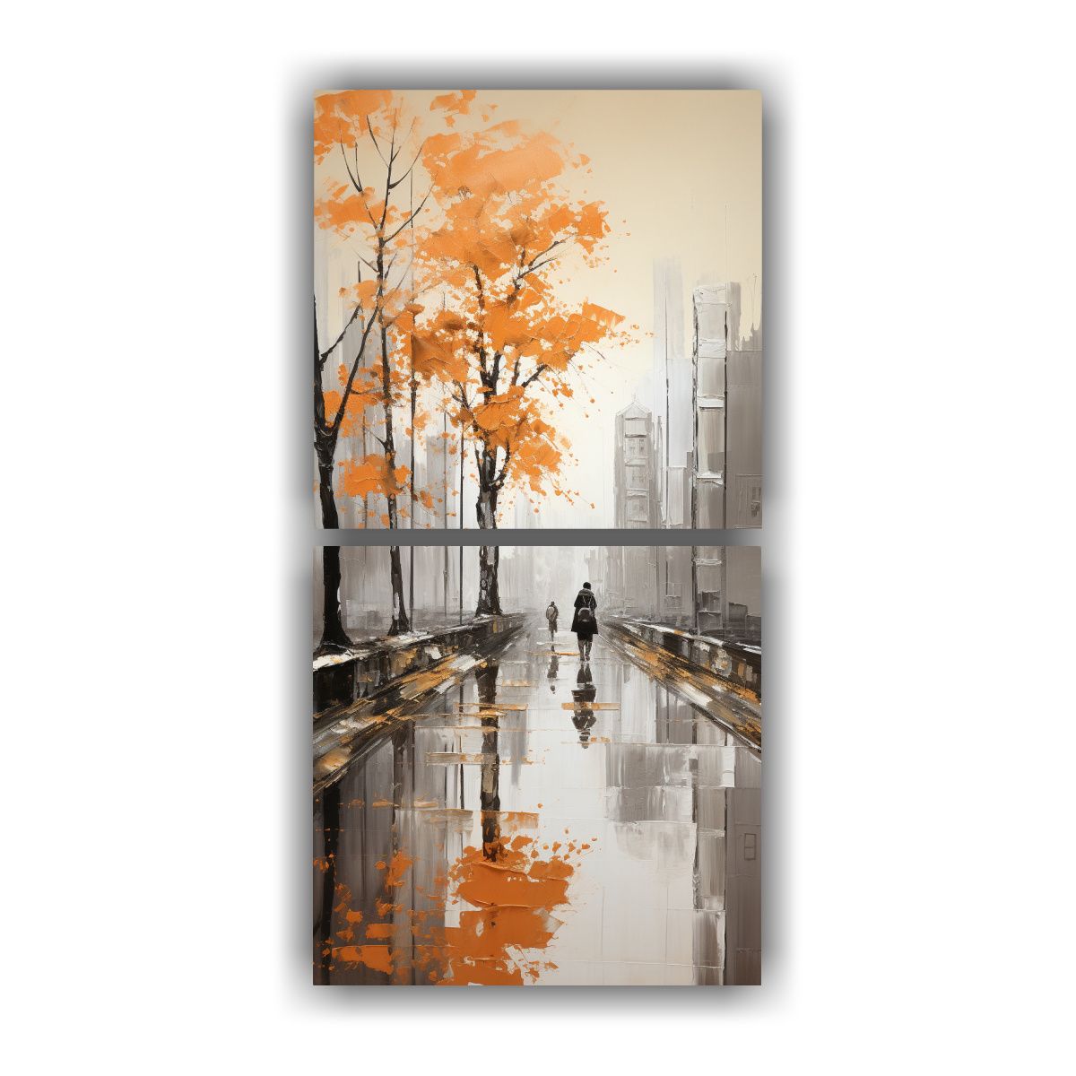 GENERICO - Pintura Abstracta De árboles En Plata Y Blanco 60x120 Cm