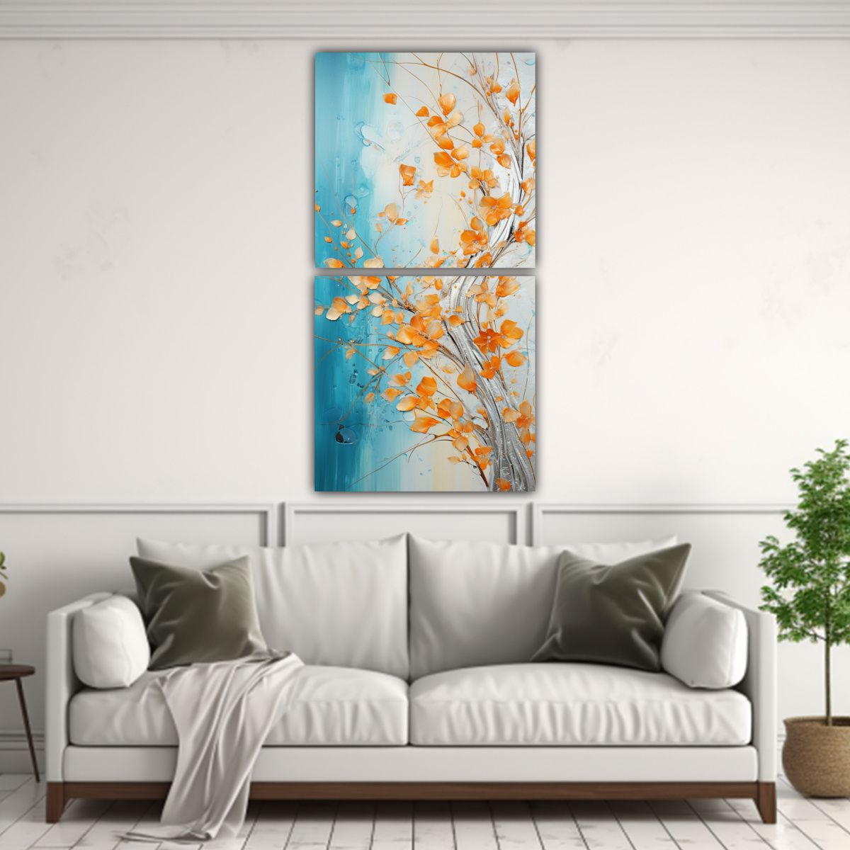 GENERICO - Dos Composiciones En Tela Sublimada Con Detalles 30x60 Cm