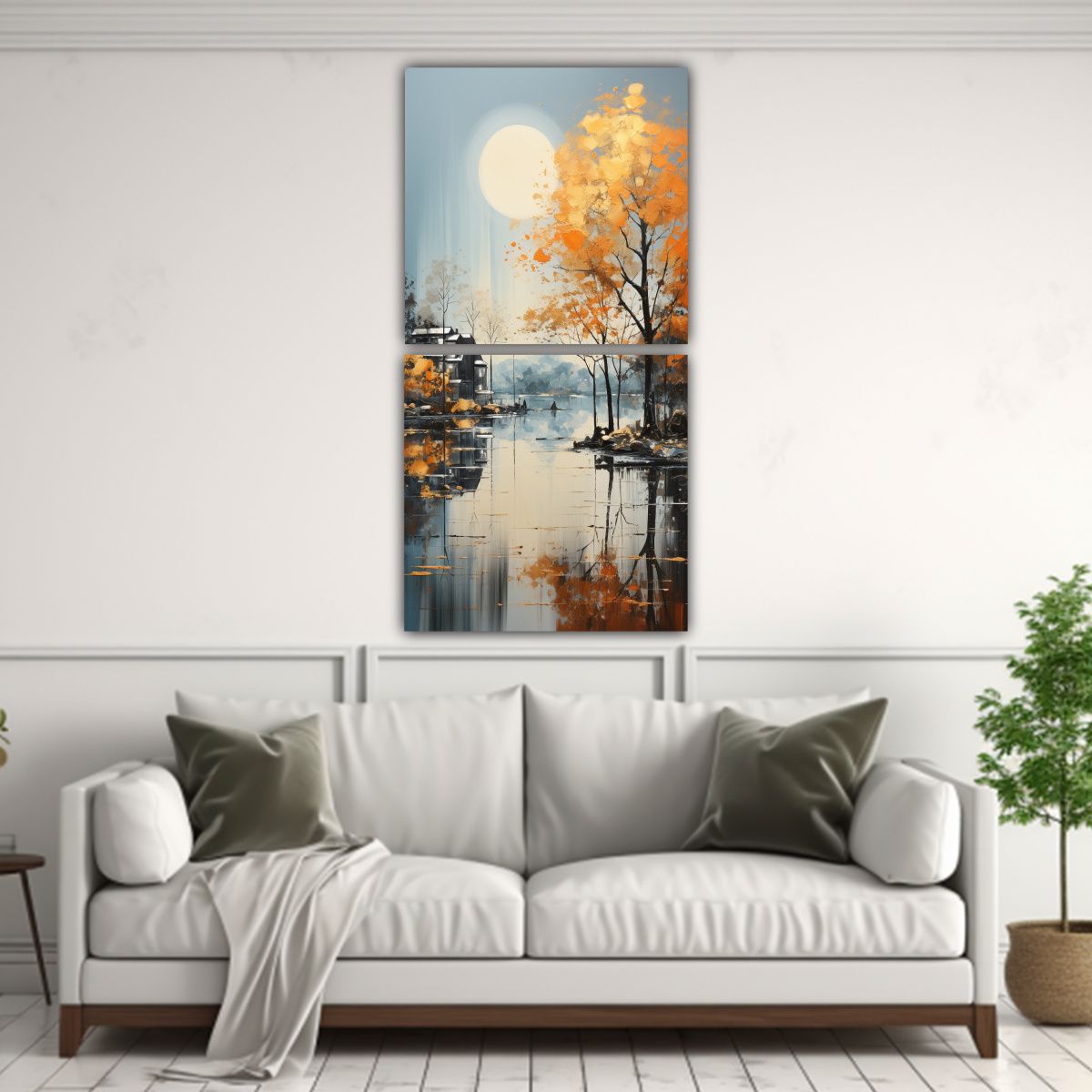 GENERICO - Cuadro Decorativo Abstracto De árboles En Plata 40x80 Cm