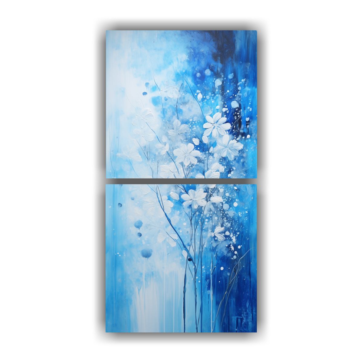 GENERICO - Pintura Hermoso Lineal En Azul Y Plateado Estilo 20x40 Cm