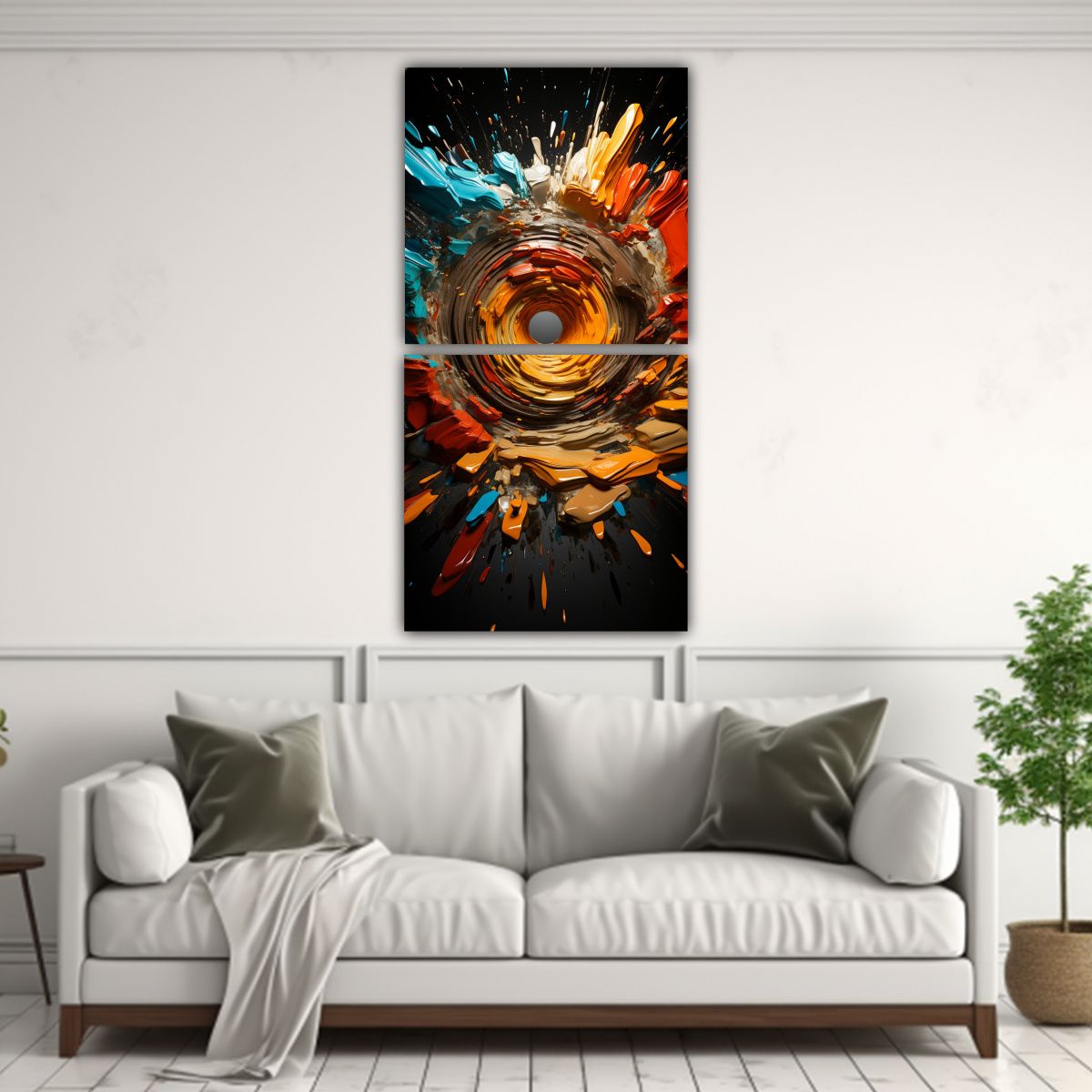 GENERICO - Pinturas Decorativas Dos Cuadros Líneas Luminosas 20x40 Cm
