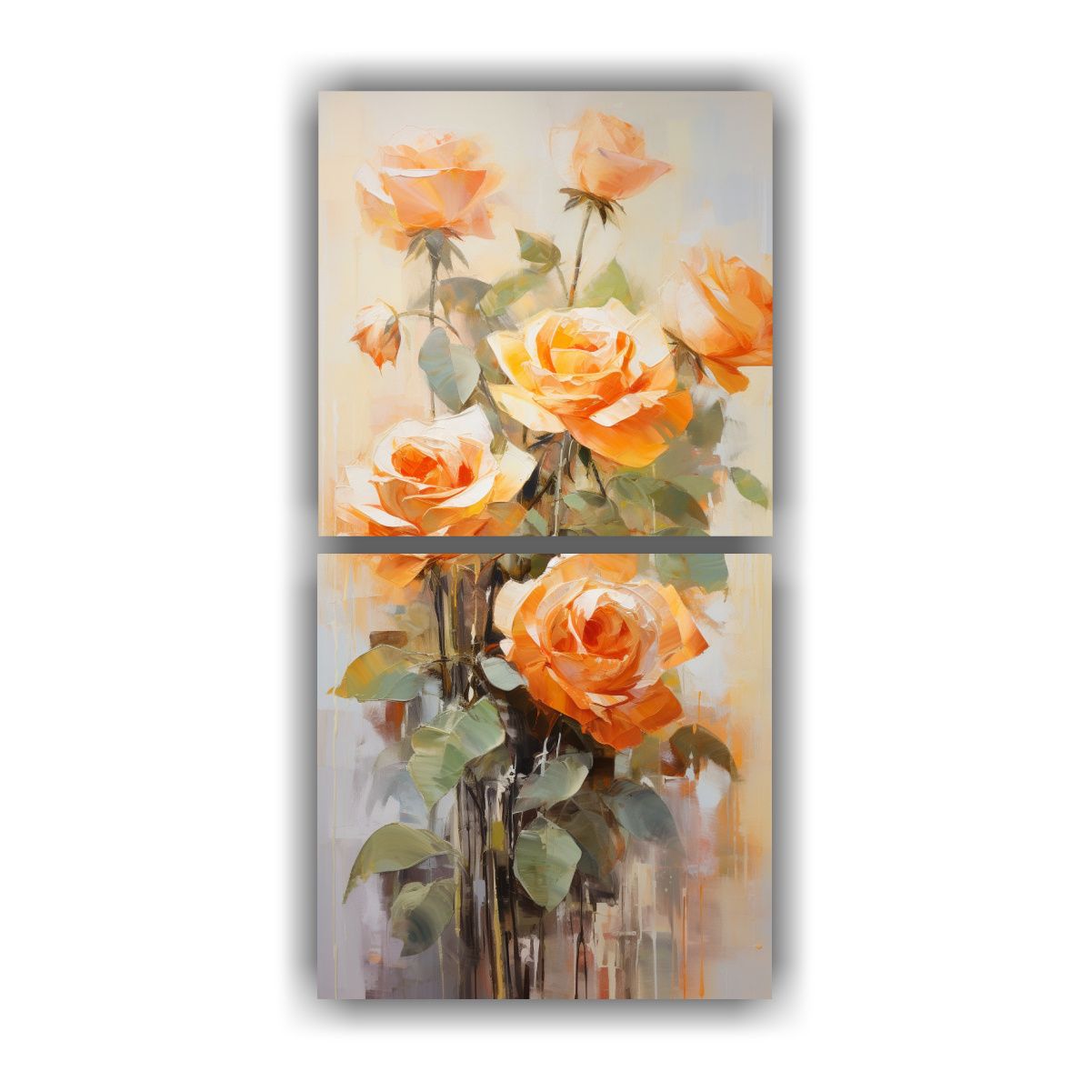 GENERICO - Diptico Impreso Visión De Rosas Naranjas En 30x60 Cm