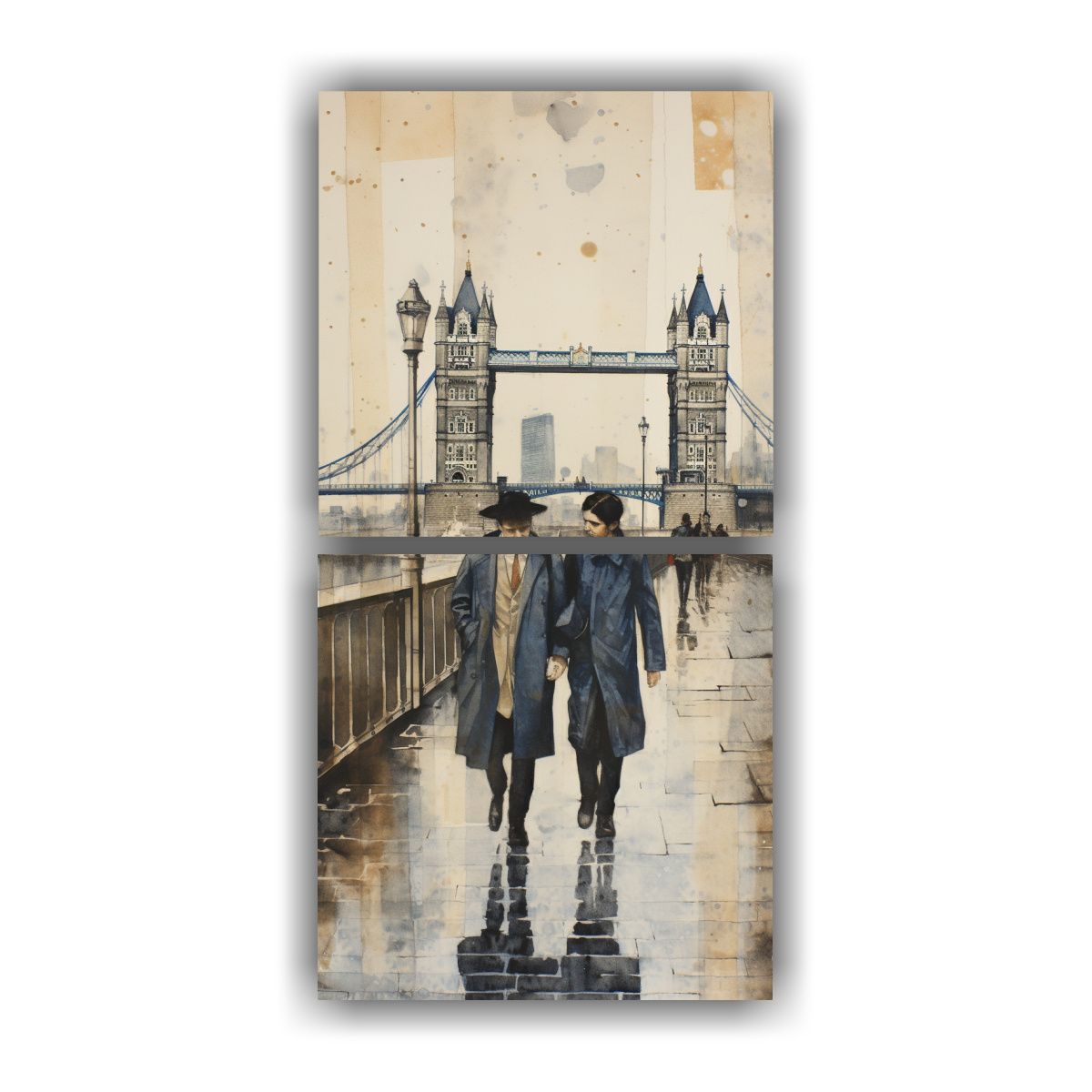 GENERICO - Paseo En Pareja Sobre El Puente De Londres En 20x40 Cm