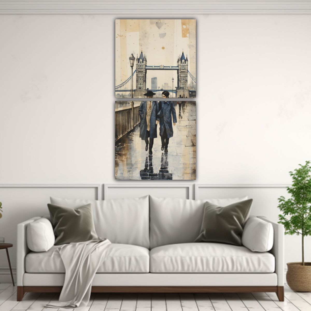 GENERICO - Paseo En Pareja Sobre El Puente De Londres En 20x40 Cm
