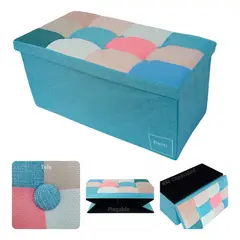 HOMEBRANDT - Puff Baul Plegable Organizador 76x38 Tela Mix Rosado