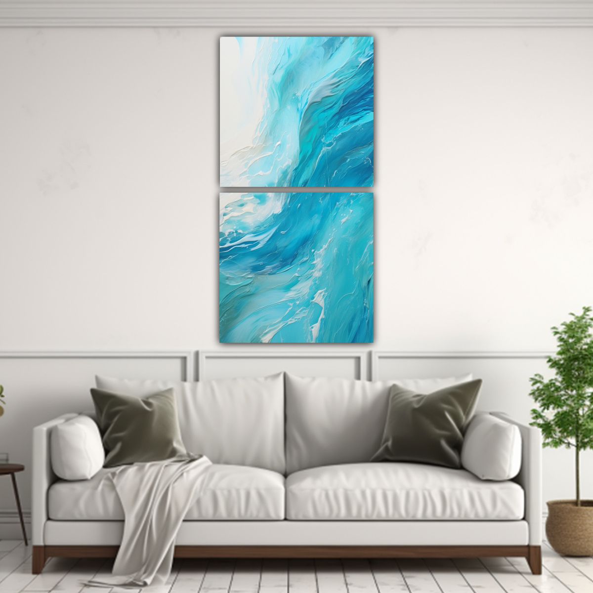 GENERICO - Conjunto 2 Telas Bastidor Acuarela Oceano 30x60 Cm