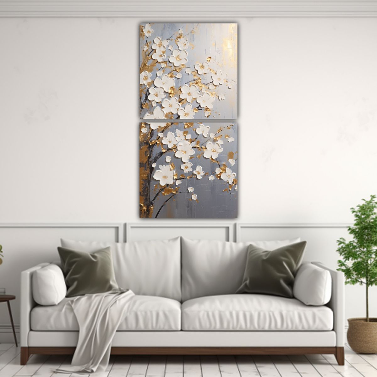 GENERICO - Pintura En Lienzo De Cerezos Dorados Riqueza 30x60 Cm