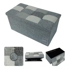 HOMEBRANDT - Puff Baúl Plegable Organizador 76x38 Tela Mix Gris