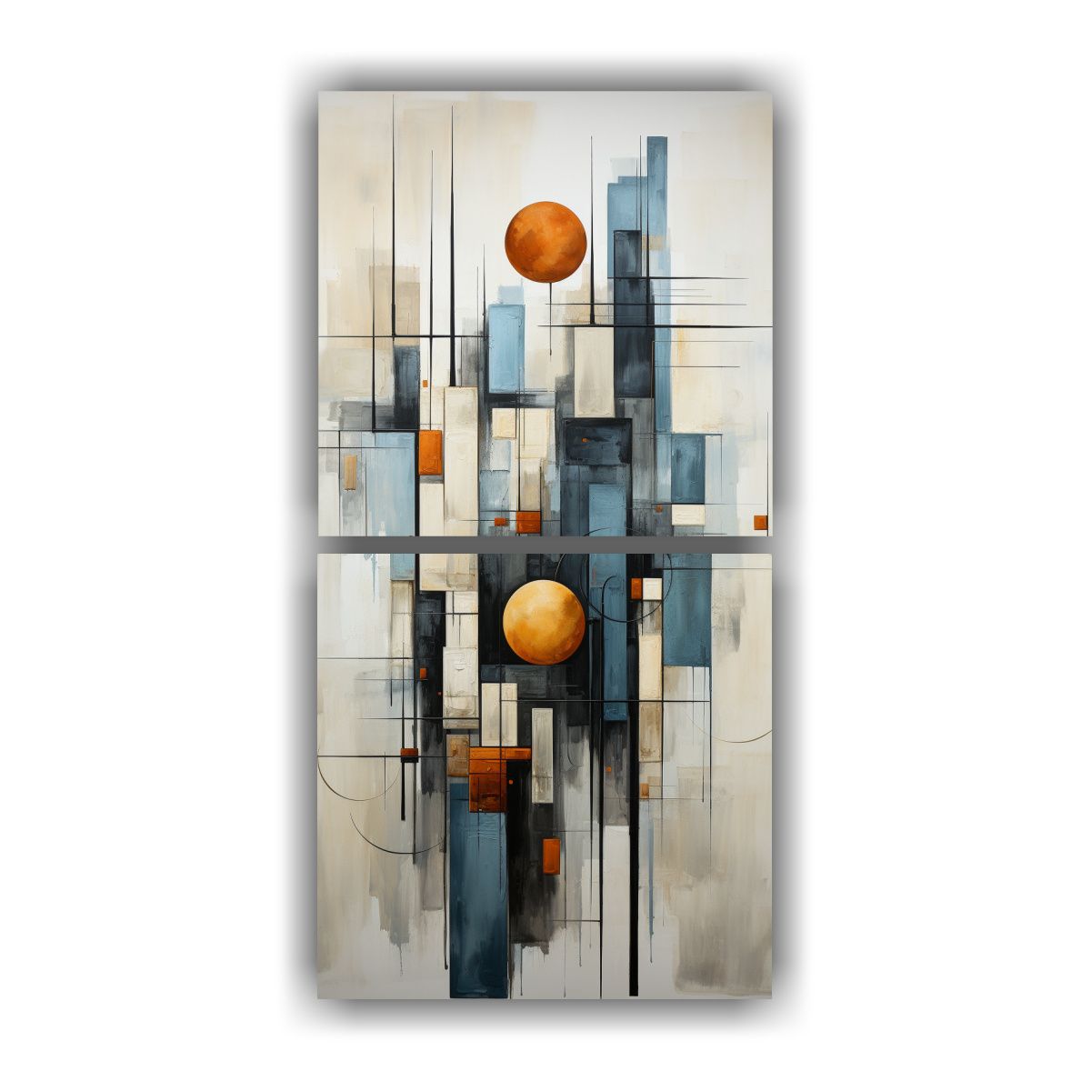 GENERICO - Set 2 Lienzos Movimiento Abstracto Geométrico En 30x60 Cm
