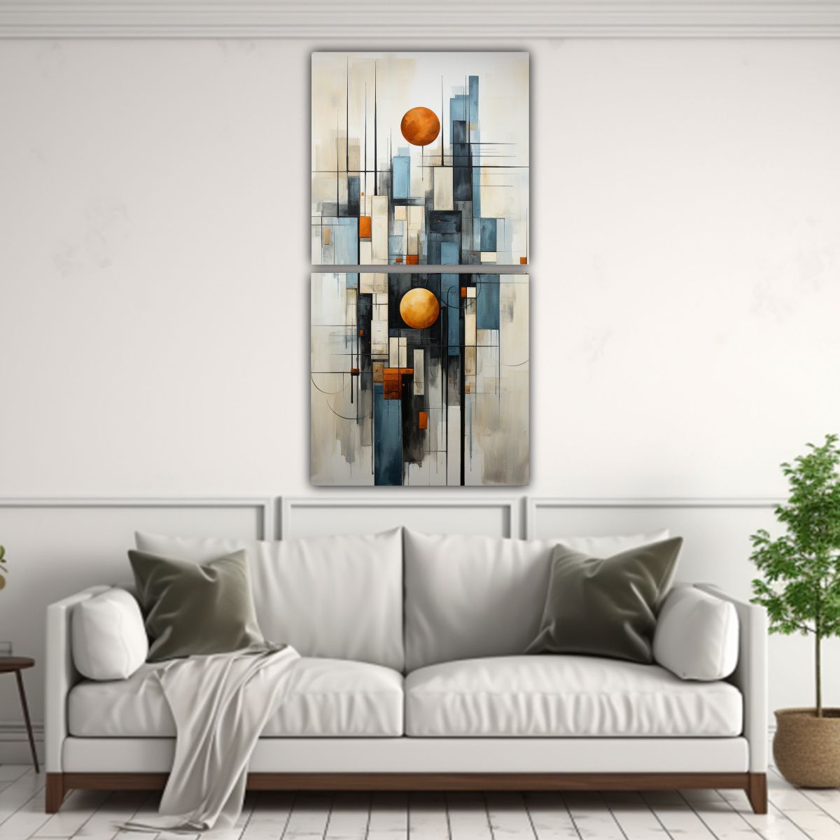 GENERICO - Set 2 Lienzos Movimiento Abstracto Geométrico En 30x60 Cm