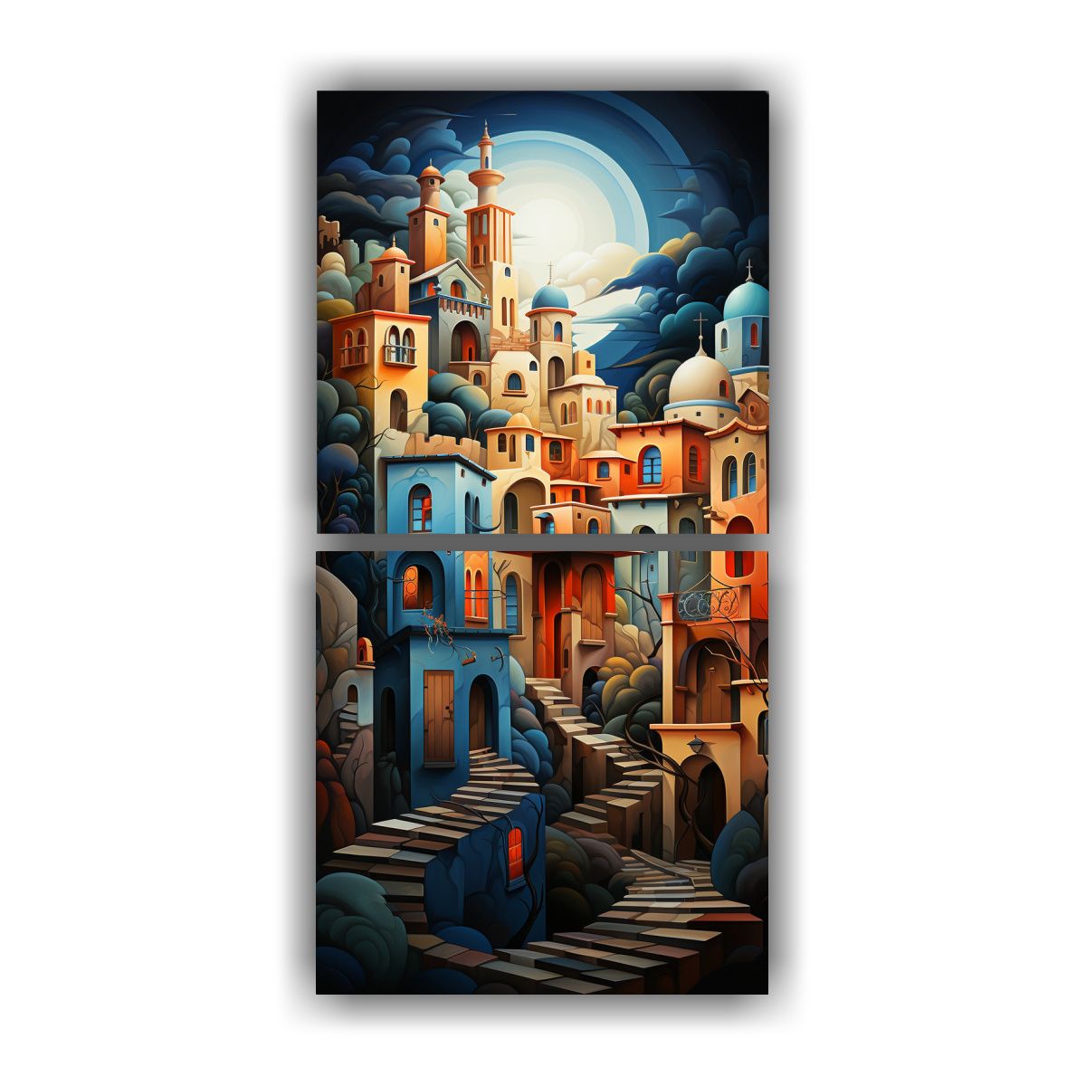 GENERICO - Pintura Vanguardia Dormitorio Paisaje Urbano 60x120 Cm