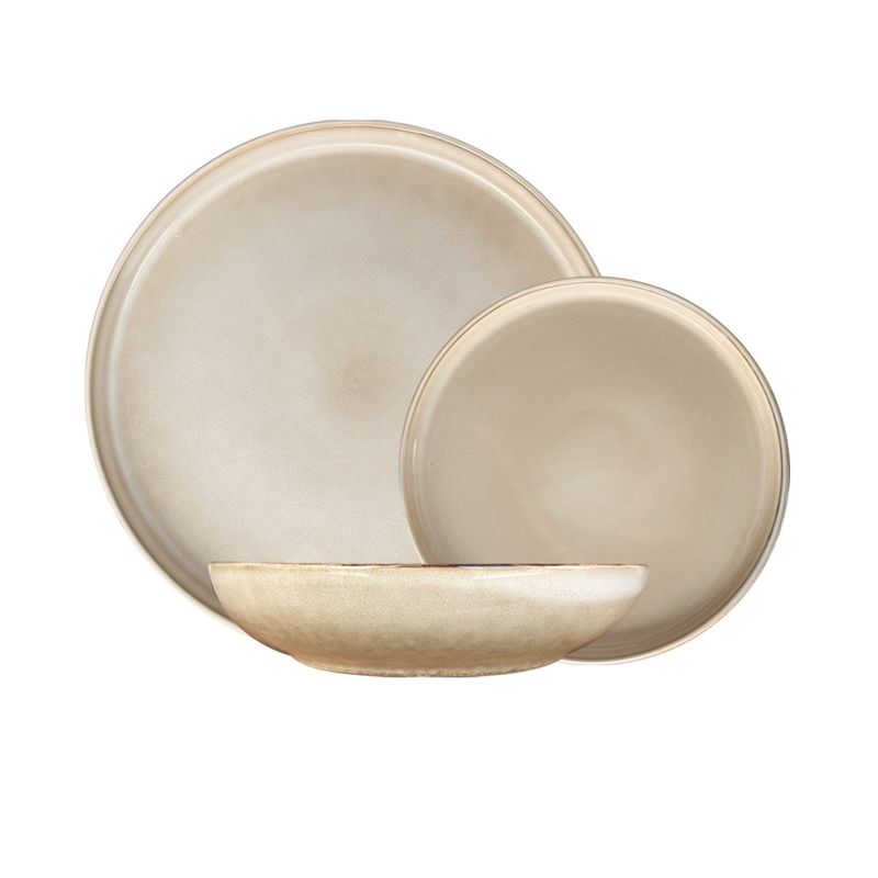 GENERICO - Set Vajilla 18 Piezas Cerámica Beige Linea Oslo