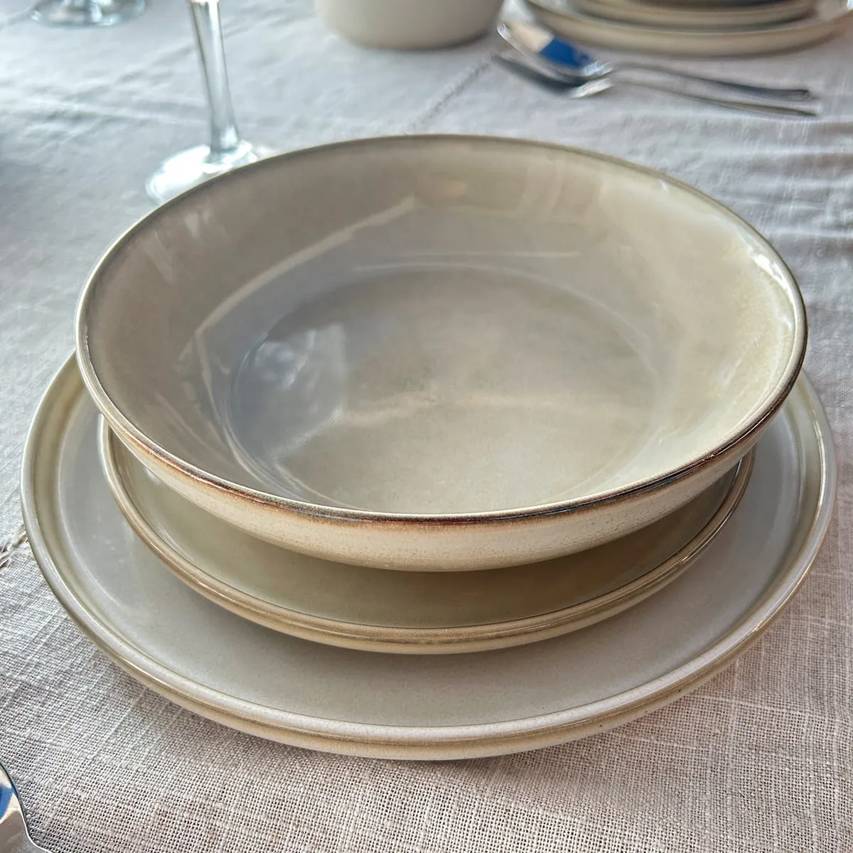 IMAHE - Set Vajilla 18 Piezas Cerámica Beige Linea Oslo