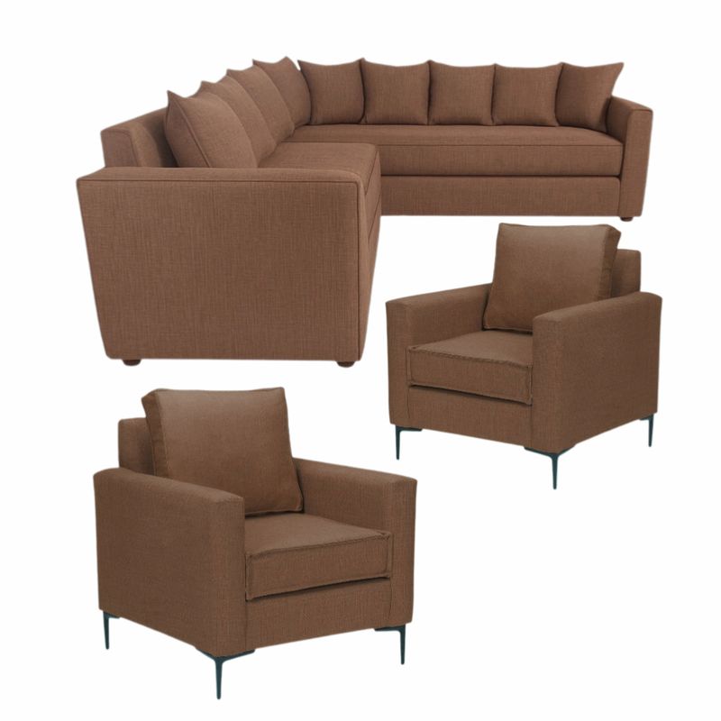 SITIAL HOME - Living 311 Romeo cafe Seccional + 2 Poltronas Resortes f comfort plus