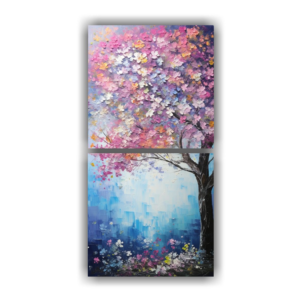 GENERICO - Arte Pared Hermoso Colorido Pintura Cerezo En Flor 30x60 Cm