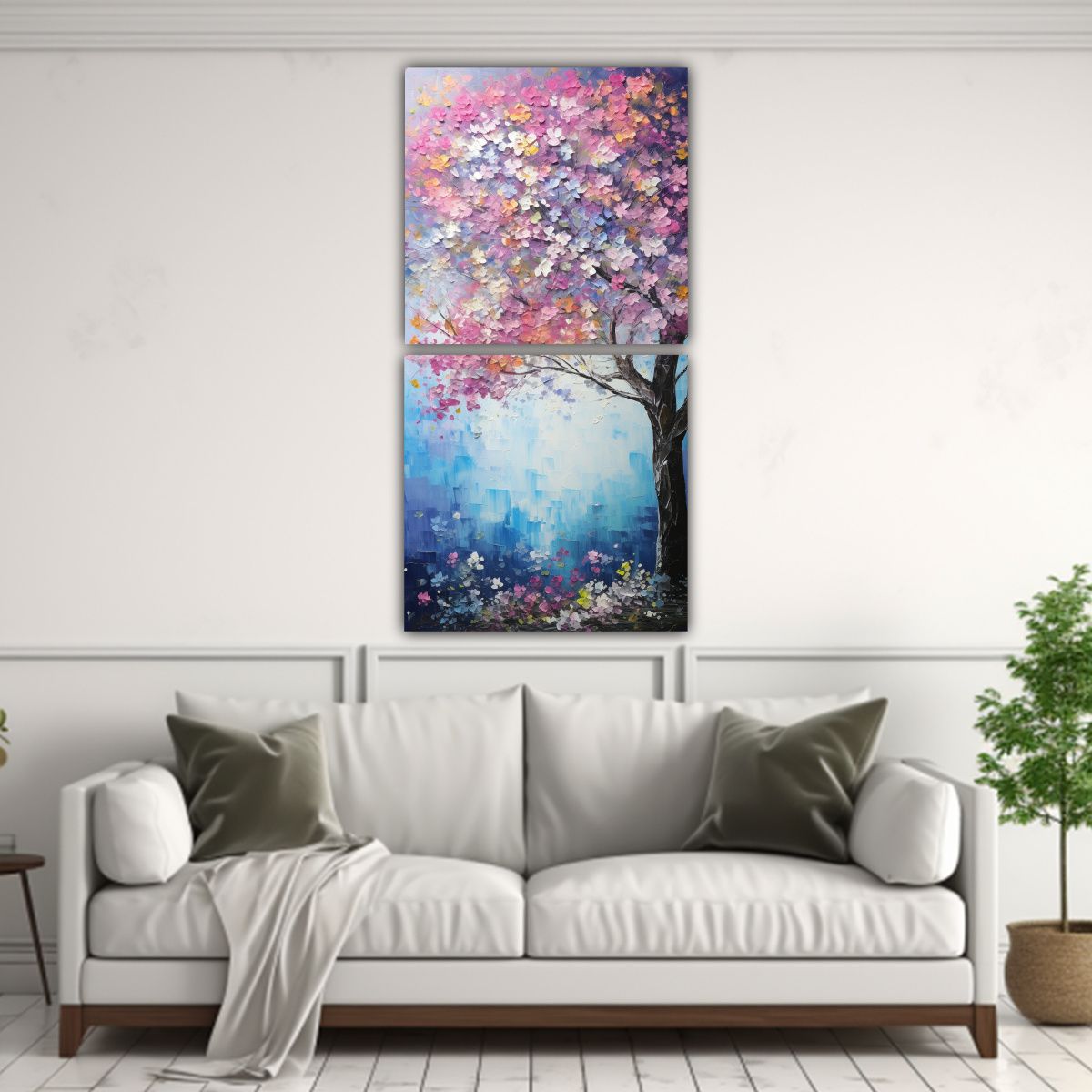 GENERICO - Arte Pared Hermoso Colorido Pintura Cerezo En Flor 30x60 Cm