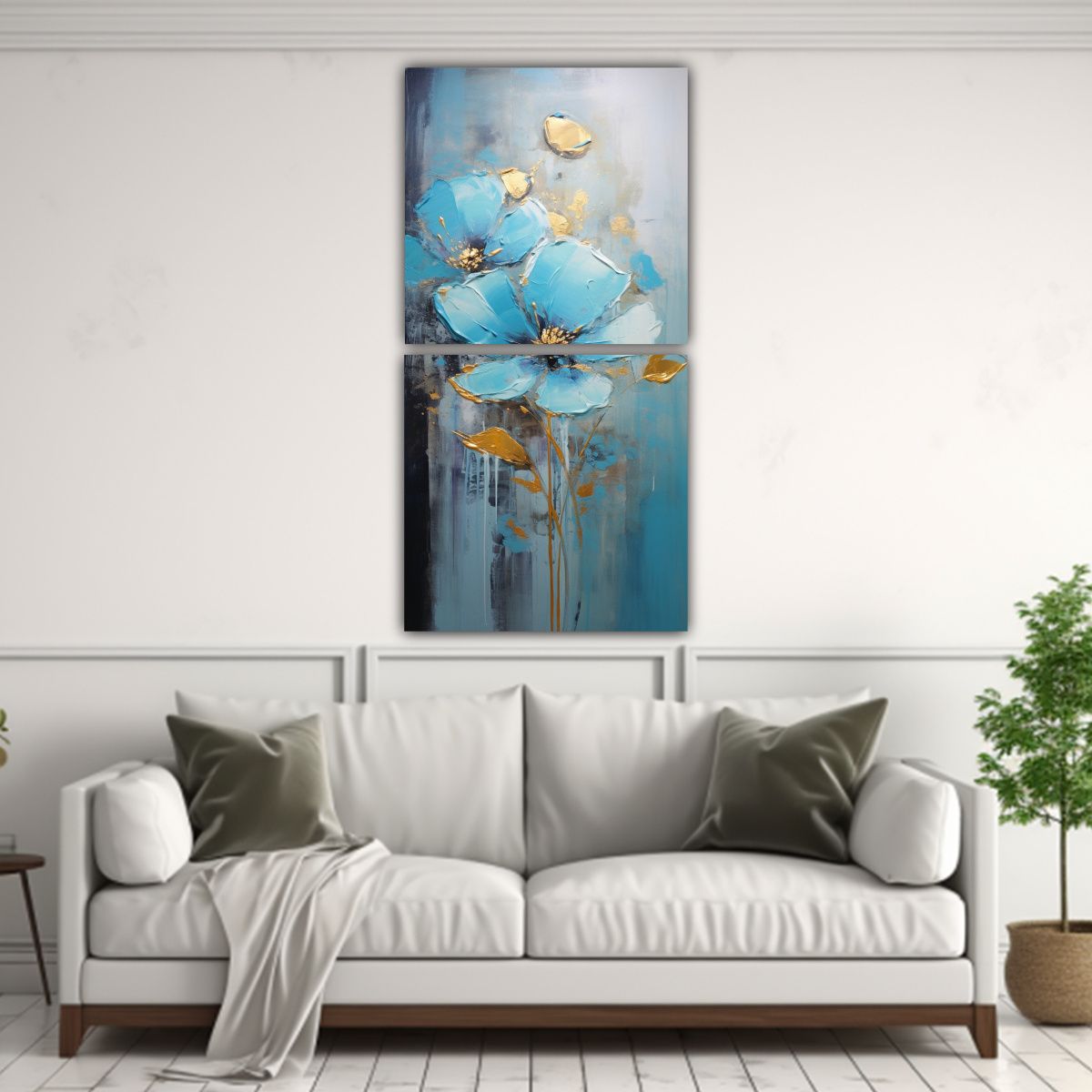 GENERICO - Pintura En Lienzo Azul De Alta Calidad Estilo 20x40 Cm