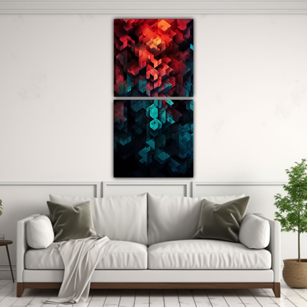 GENERICO - Lienzos Cuadro Simetría Textura Geométrica Y 50x100 Cm