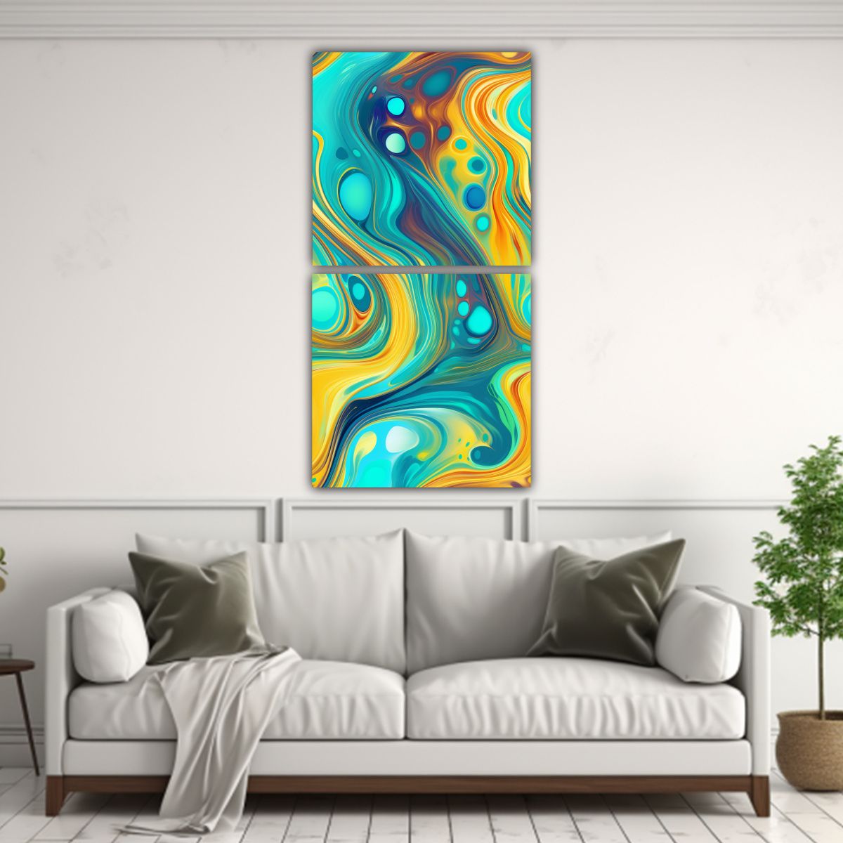 GENERICO - Cuadro Decorativo Circular Armonía De Líquidos 60x120 Cm