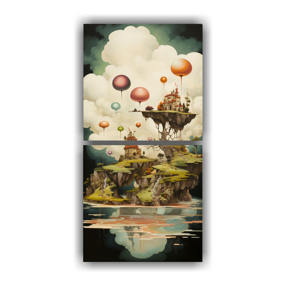 GENERICO - Lienzos Verticales Baño Paisaje Abstracto 40x80 Cm