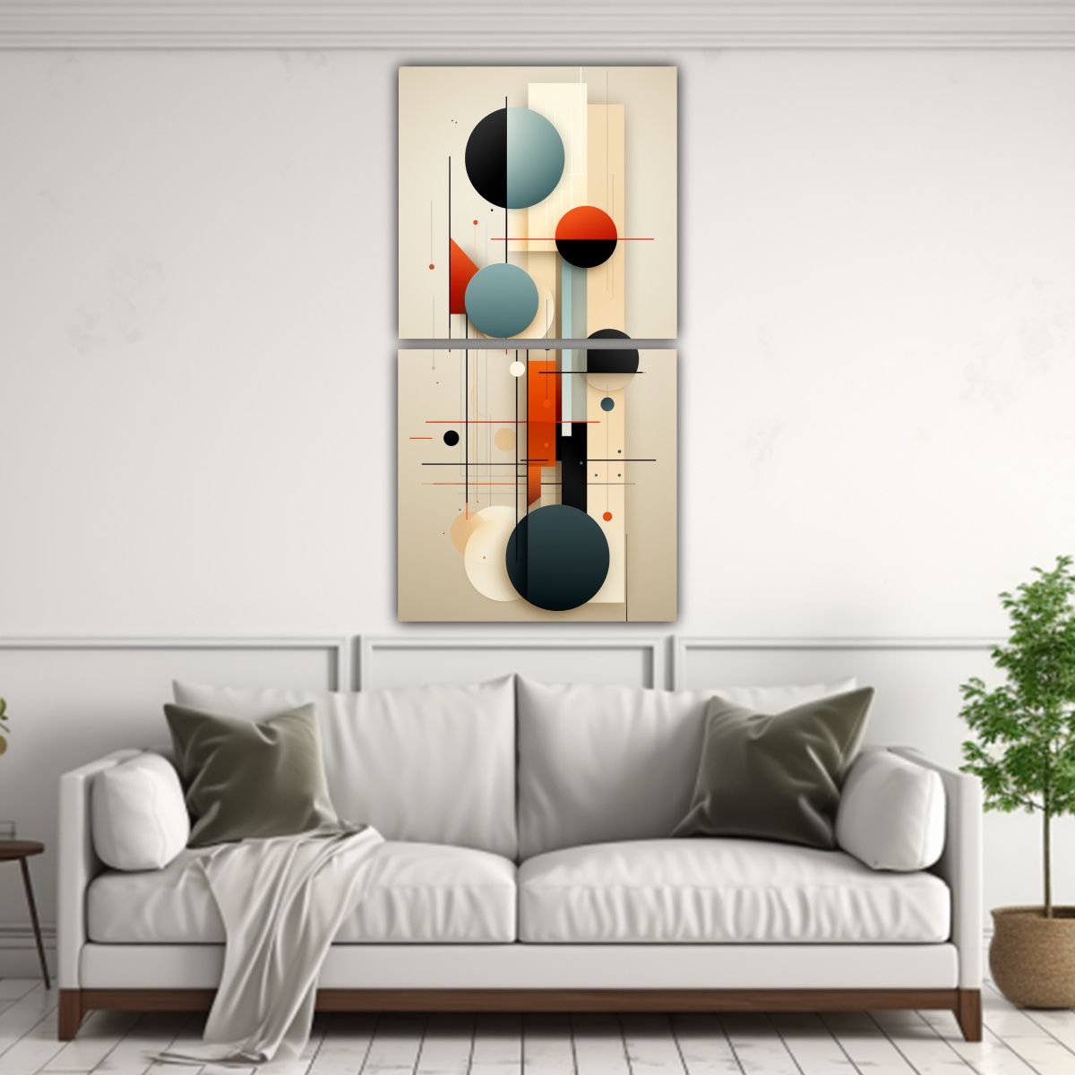 GENERICO - Pintura Decorativa Estilo Galería Con Líneas 40x80 Cm