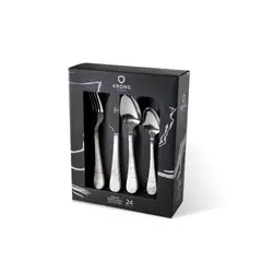 GENERICO - Set Cubiertos 24 Piezas Krons Smoke Marble Marmol Acero