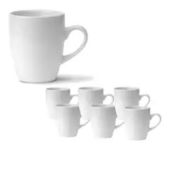 GENERICO - Set 12 Tazas Mug De Ceramica Blanco Bullet 325mL Hallen