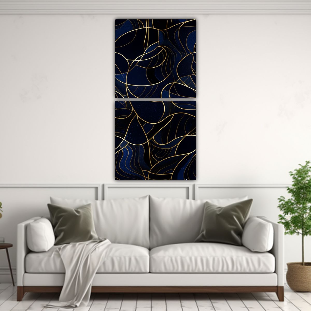GENERICO - Cuadro Diseño Salon Azul Oscuro Sobre Fondo 30x60 Cm