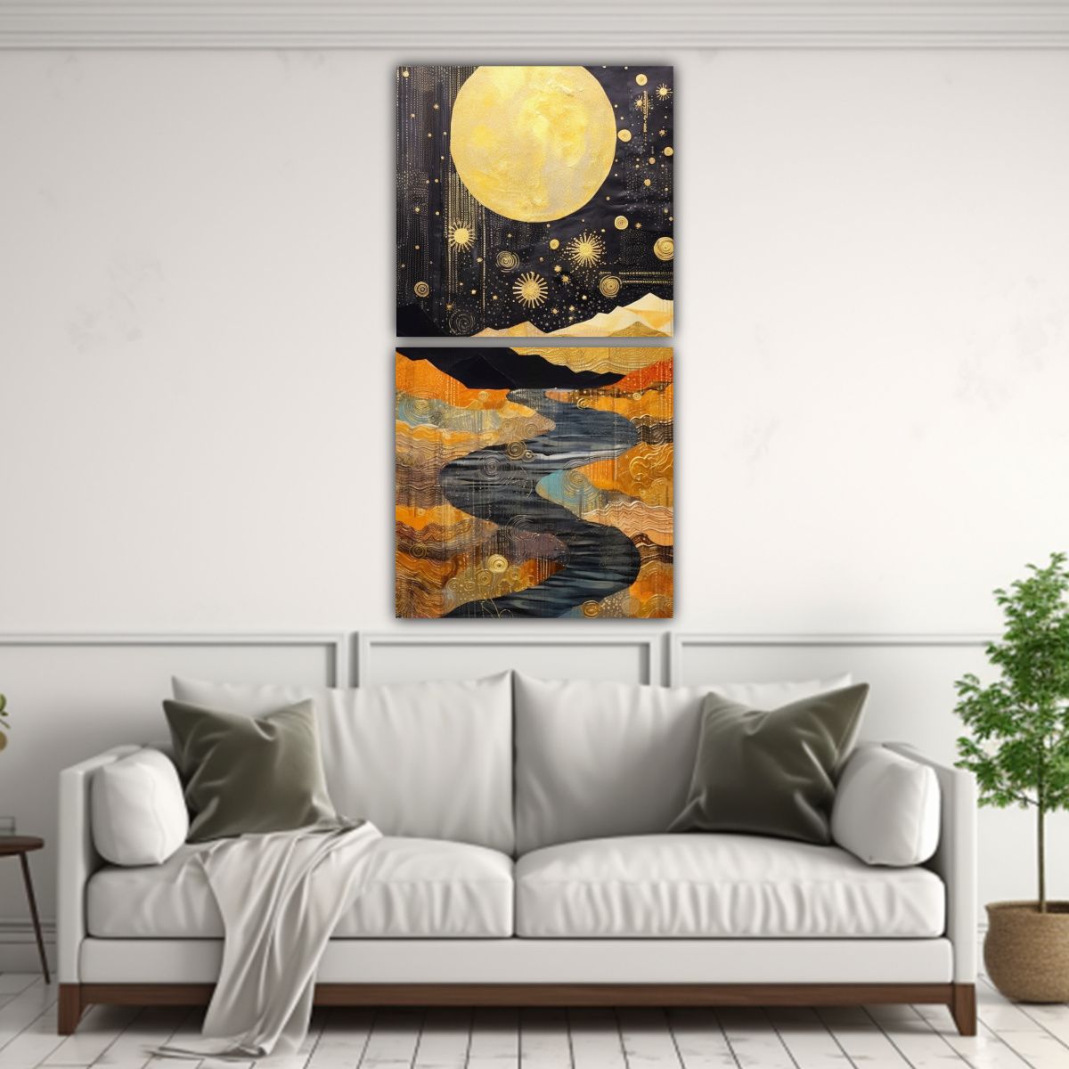 GENERICO - Pintura De Arte De Pared Con Luna Y Montañas 20x40 Cm