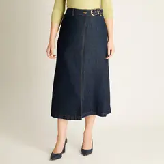 LORENZO DI PONTTI - Falda Azul Maxi con Cinturón