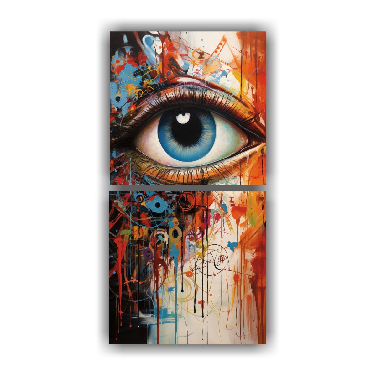 GENERICO - Conjunto 2 Artes Tela Sublimada Con Pinturas 40x80 Cm