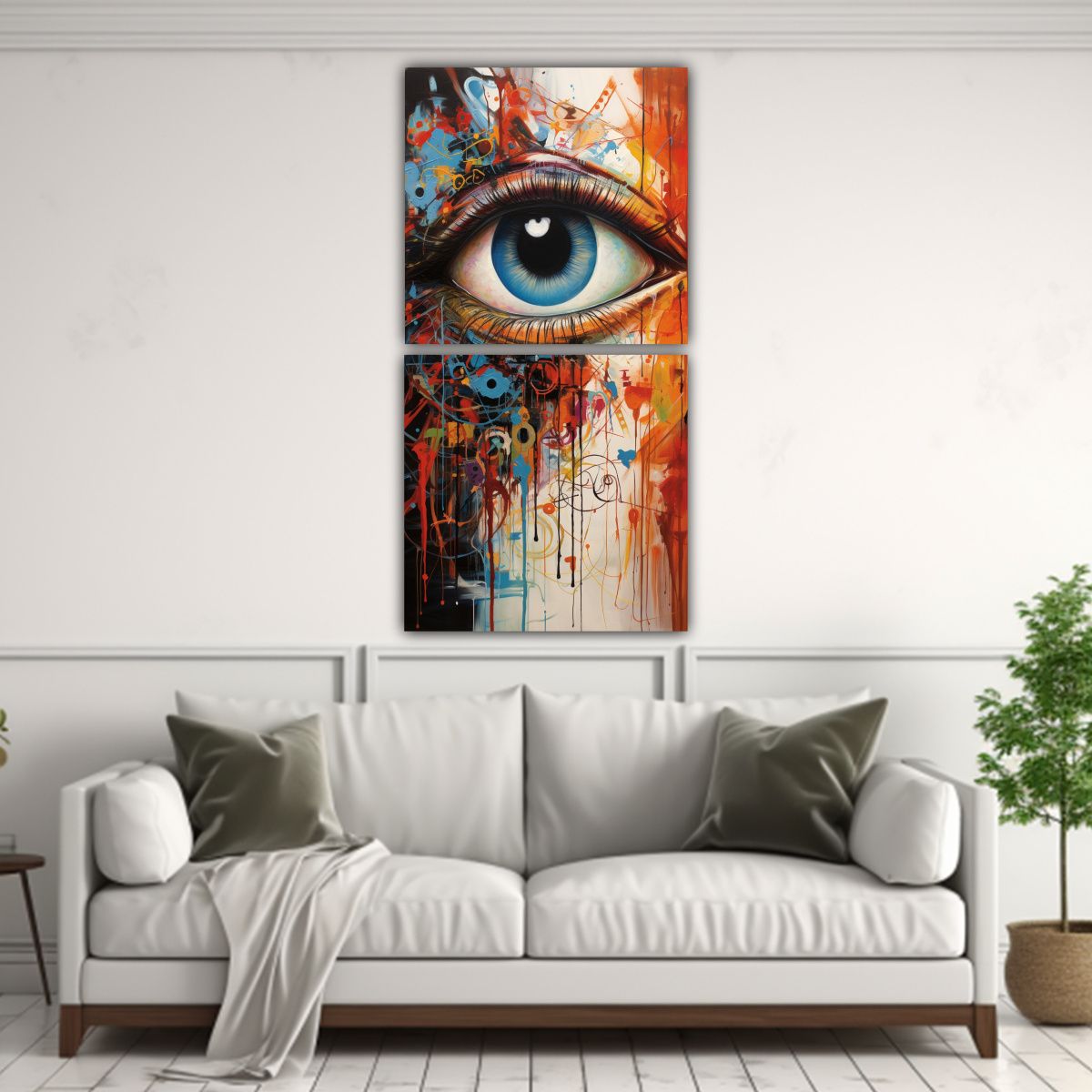 GENERICO - Conjunto 2 Artes Tela Sublimada Con Pinturas 40x80 Cm