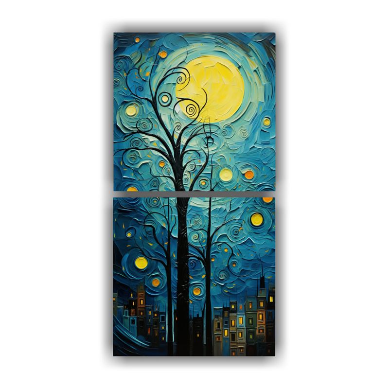 GENERICO - Pinturas Abstractas De Van Gogh Dos Lienzos 50x100 Cm