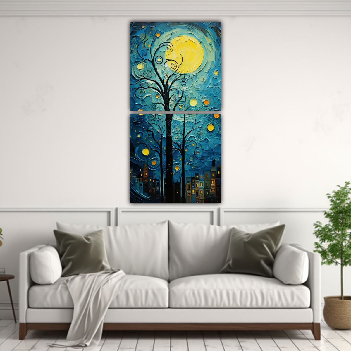 GENERICO - Pinturas Abstractas De Van Gogh Dos Lienzos 40x80 Cm