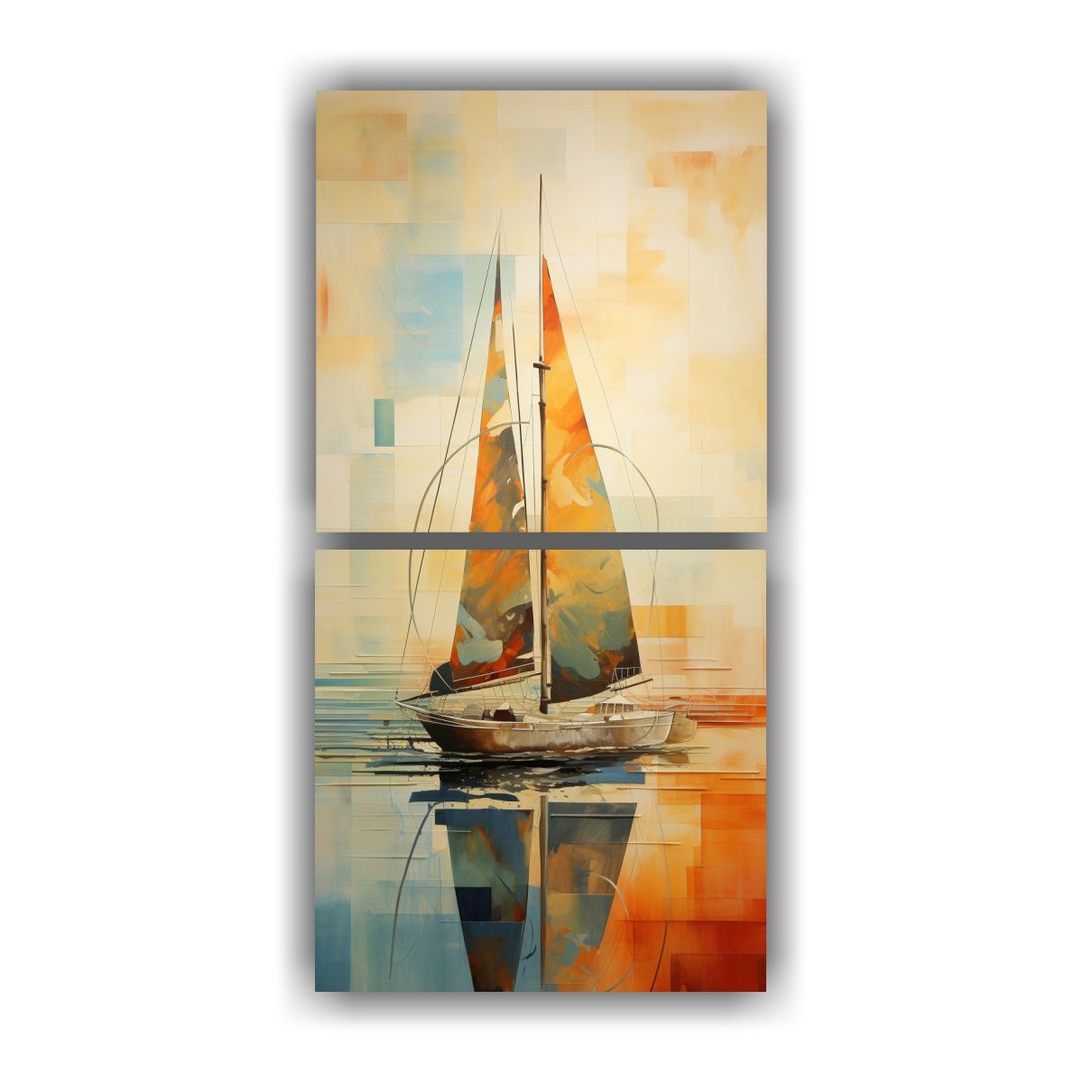 GENERICO - Pintura Barcos Abstractos Para Decoración Set 2 30x60 Cm
