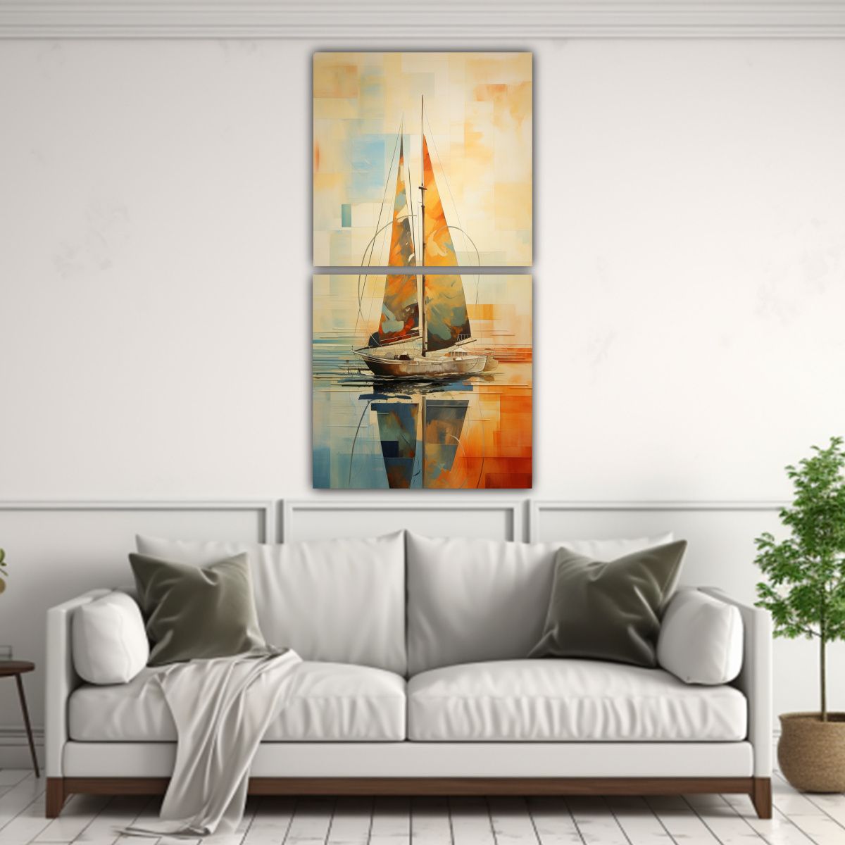 GENERICO - Pintura Barcos Abstractos Para Decoración Set 2 30x60 Cm