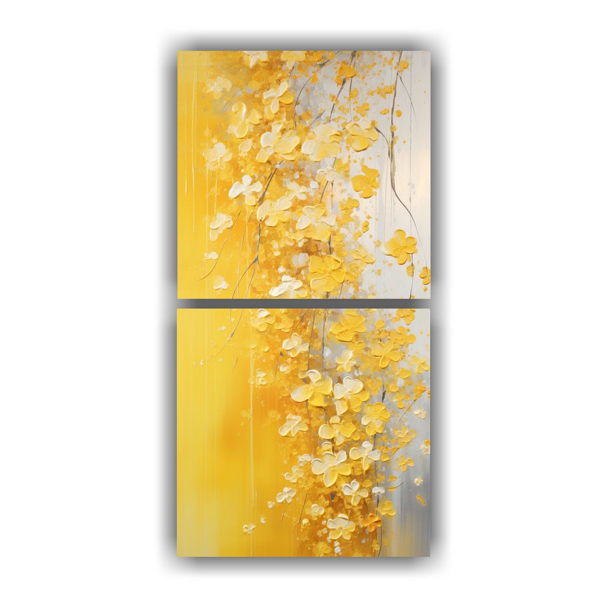 GENERICO - Set 2 Cuadros Decorativos Elegantes En Amarillo Y 30x60 Cm