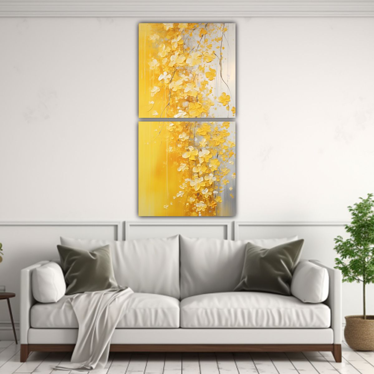 GENERICO - Set 2 Cuadros Decorativos Elegantes En Amarillo Y 30x60 Cm