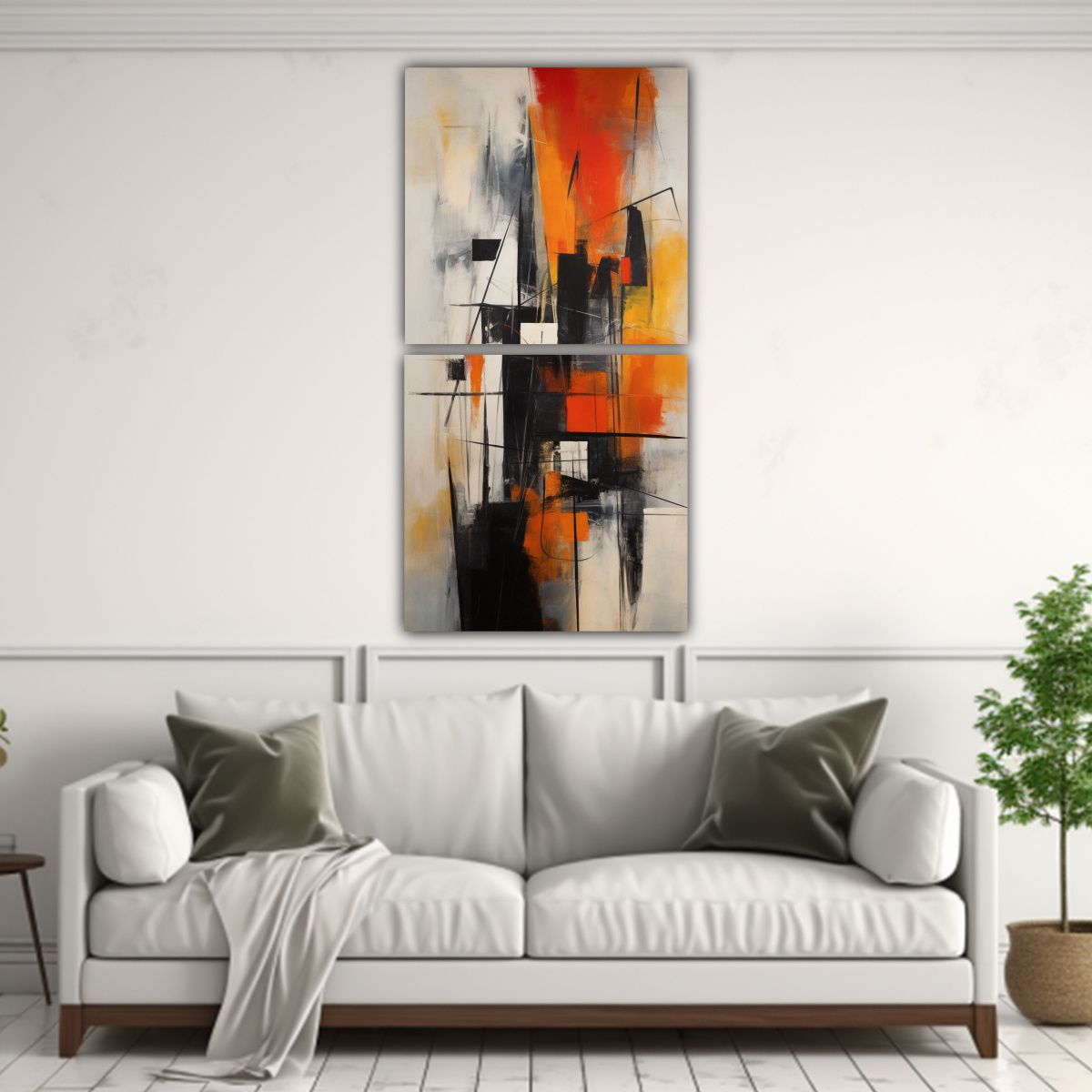 GENERICO - Cuadro Abstracto Con Finas Líneas En Equilibrio 60x120 Cm