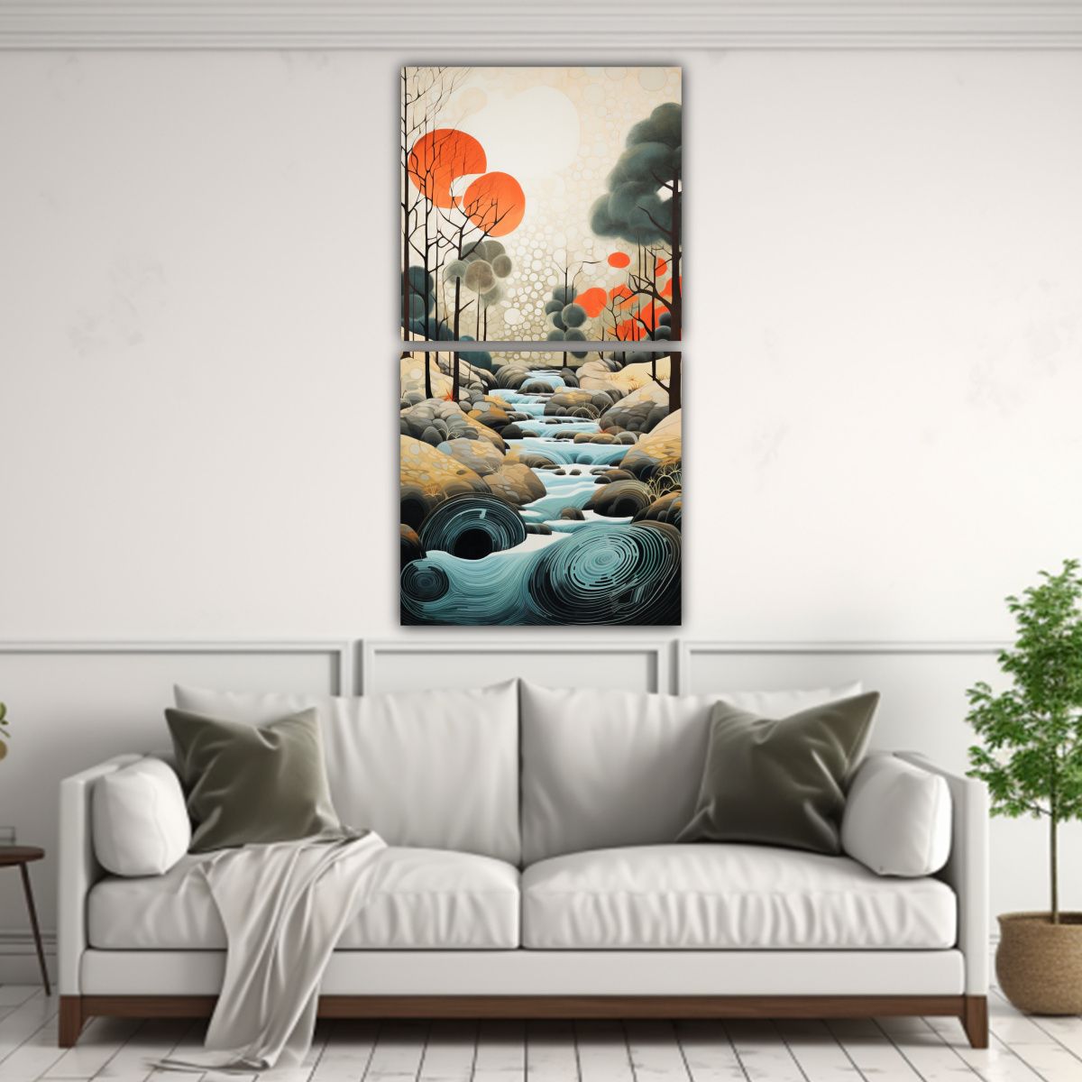 GENERICO - Set 2 Telas En Bastidor Patron Intenso Mural 50x100 Cm