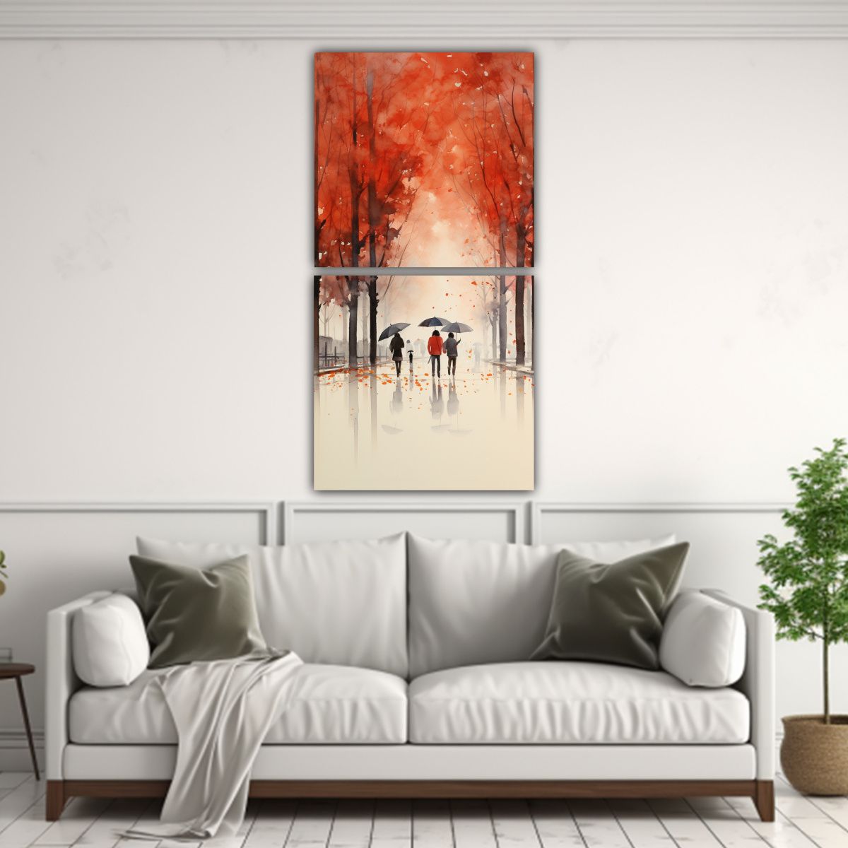 GENERICO - Set 2 Lienzos Forma Fantasía Personas Caminando 40x80 Cm