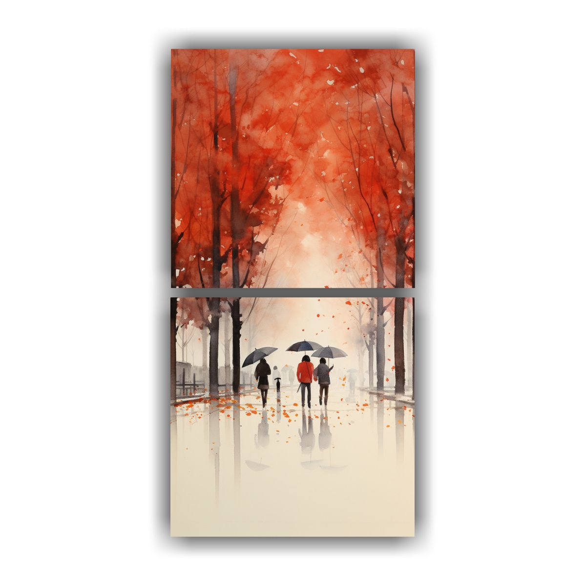 GENERICO - Set 2 Lienzos Forma Fantasía Personas Caminando 20x40 Cm
